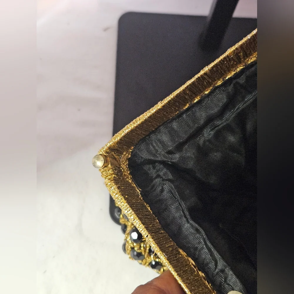 Vintage 60's/70s Delill Black Beaded Embellished Purse Made In Italy.
